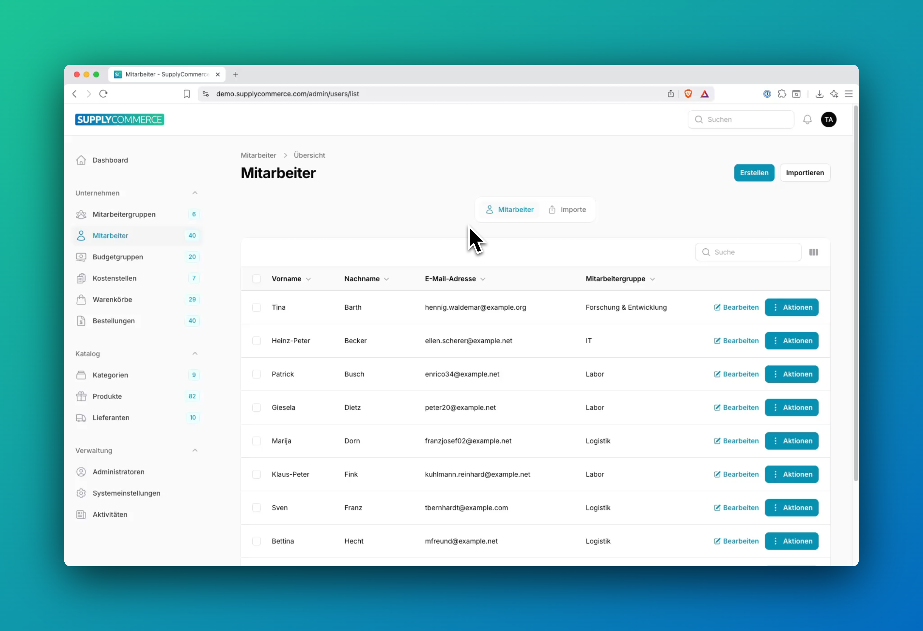 Mitarbeiterverwaltung Vorschau