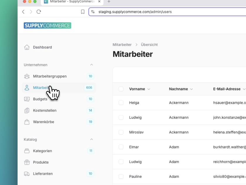Poster: Mitarbeiter- & Budgetverwaltung in SupplyCommerce
